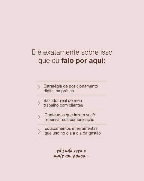 Post: é exatamente sobre isso que eu falo por aqui.